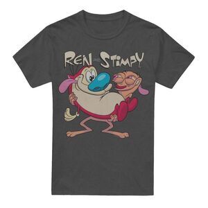 Ren & Stimpy Unisex Adult Two Of A Kind T-Shirt / Charcoal